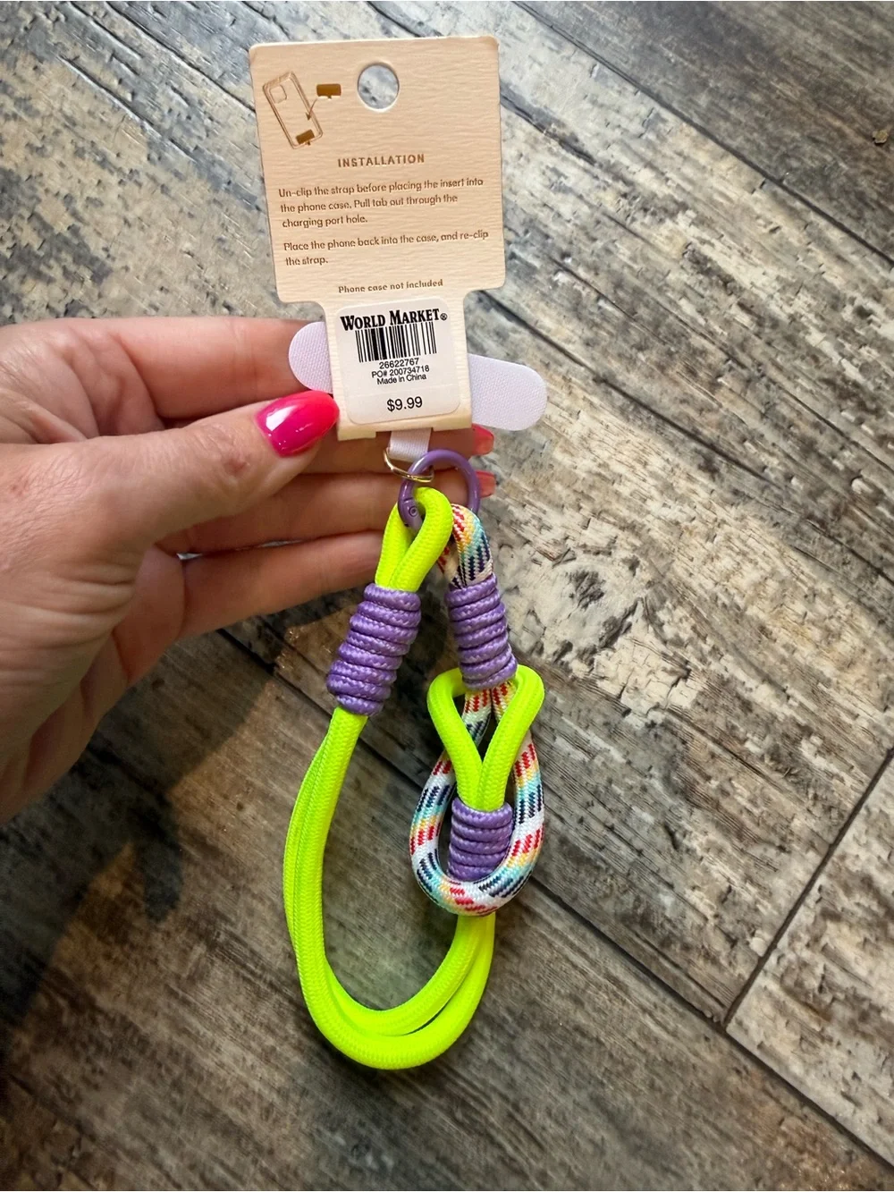 2 for $10 sale: World market phone wristlet lanyard strap yellow purple paracord